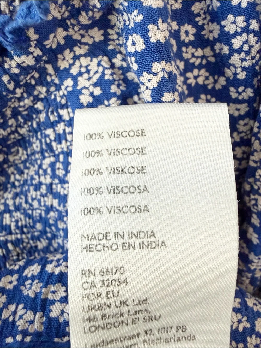 Free People Brittnee Printed Babydoll Top Blue Floral Peasant Smocked Blouse